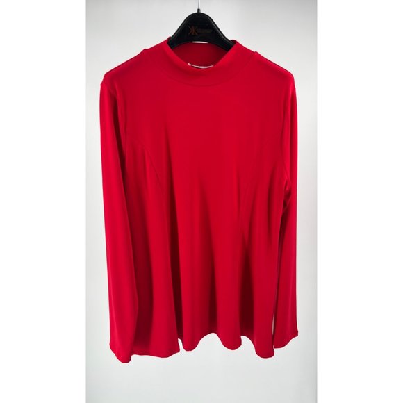 New Zenana Long Sleeve Mock Neck Top Red Size XL - Picture 4 of 5